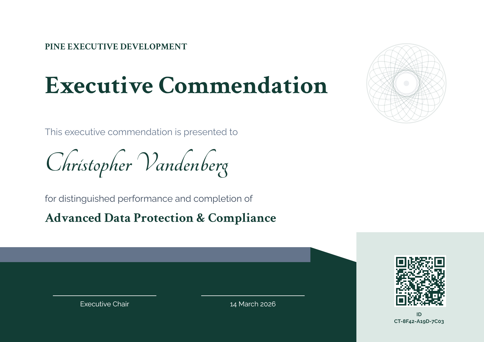 Pine Executive Commendation