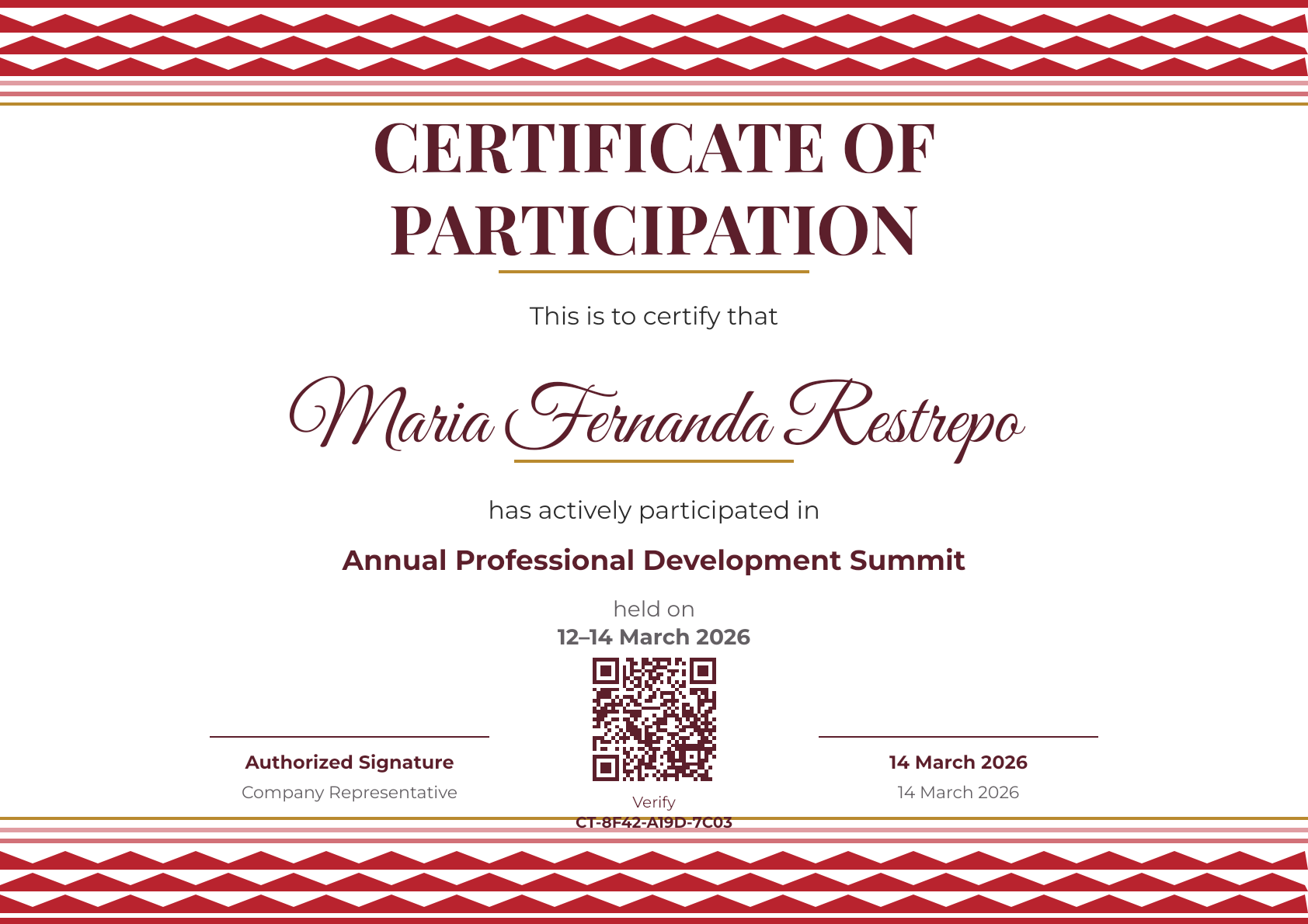 Jordanian Keffiyeh Participation Certificate