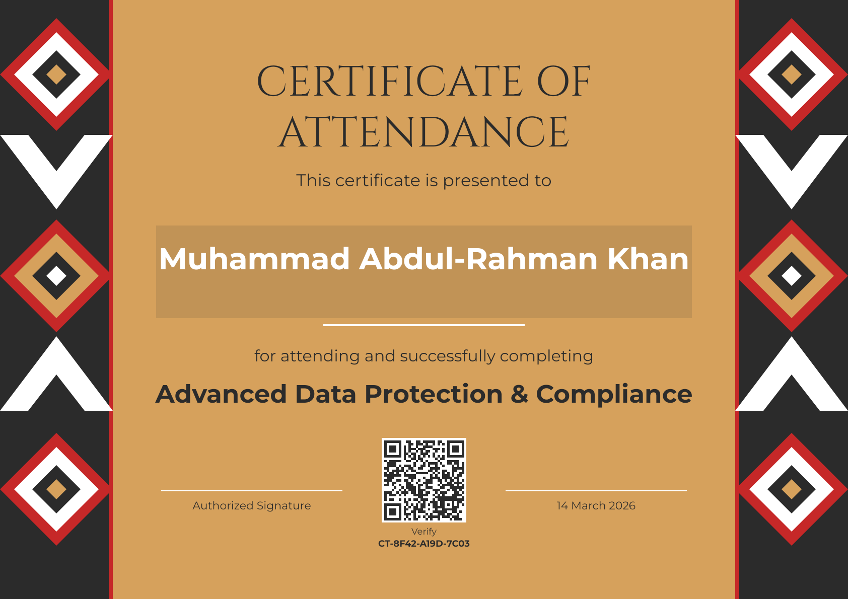 Woven Heritage Attendance Certificate